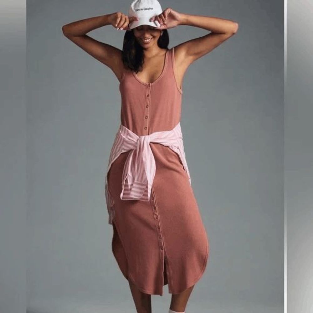 Anthropologie Daily Practice The Sundarban Waffle Knit Midi Dress Women's Small